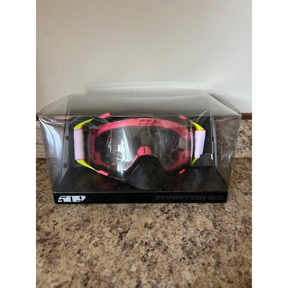 509 Aviator 2.0 Snowmobile Goggles Watermelon Pink Yellow Clear Lens NEW open bx